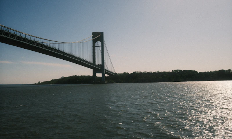 The Verrazzano-Narrows Bridge over the water