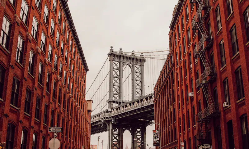 The Manhattan Bridge seen from Washington Street in DUMBO