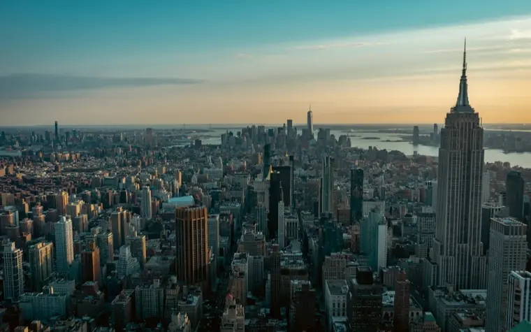 Empire State Building and Midtown Manhattan at sunset